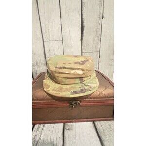 NEW CAMOUFLAGE PATROL CAP HAT SIZE 7 1/4 BEIGE BROWN GREEN CAMO MILITARY NWT v